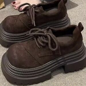 Source Unknown Dark Brown Platform Shoes